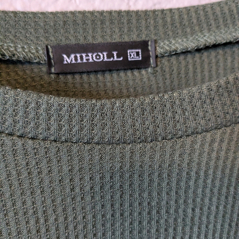 😎SALE😎 NWT Miholl Elegant Sage Green Sheer Sleeve Top Blouse Sz. XL - Picture 5 of 9